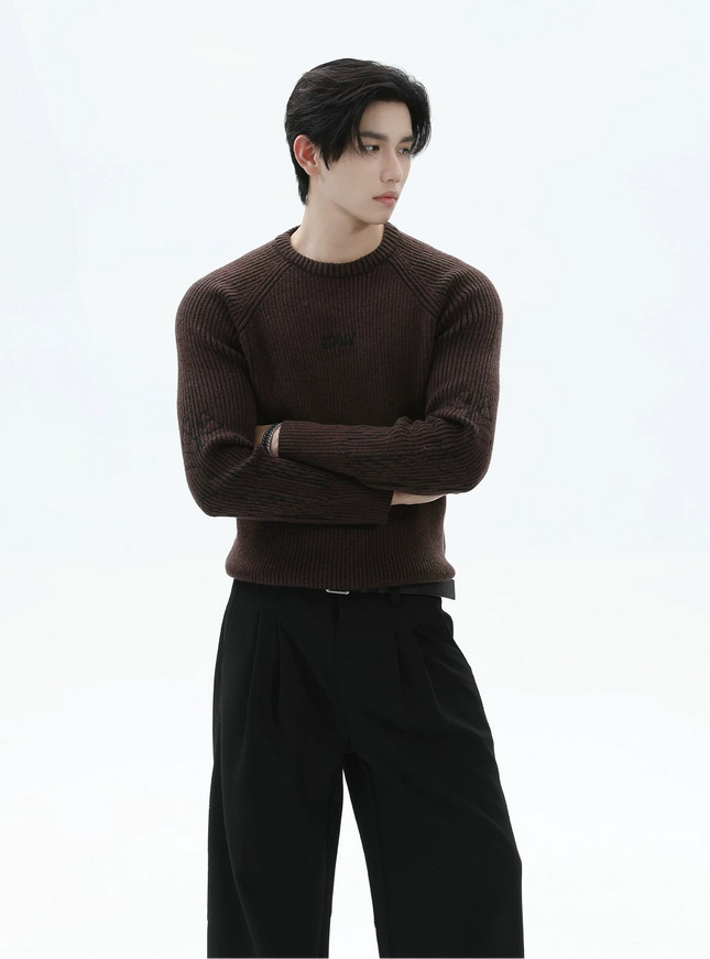 ワンポイントリブニット