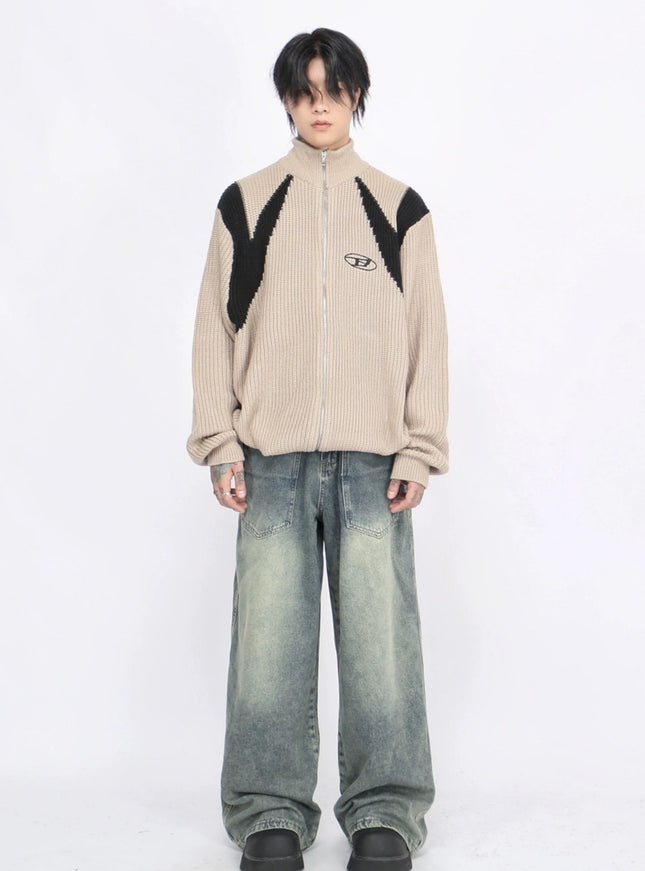 ジップアップオーバーニット