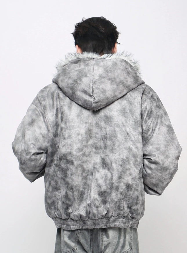 マーブルファーフードジャケット