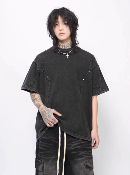 ラウンドネックウォッシュTシャツ