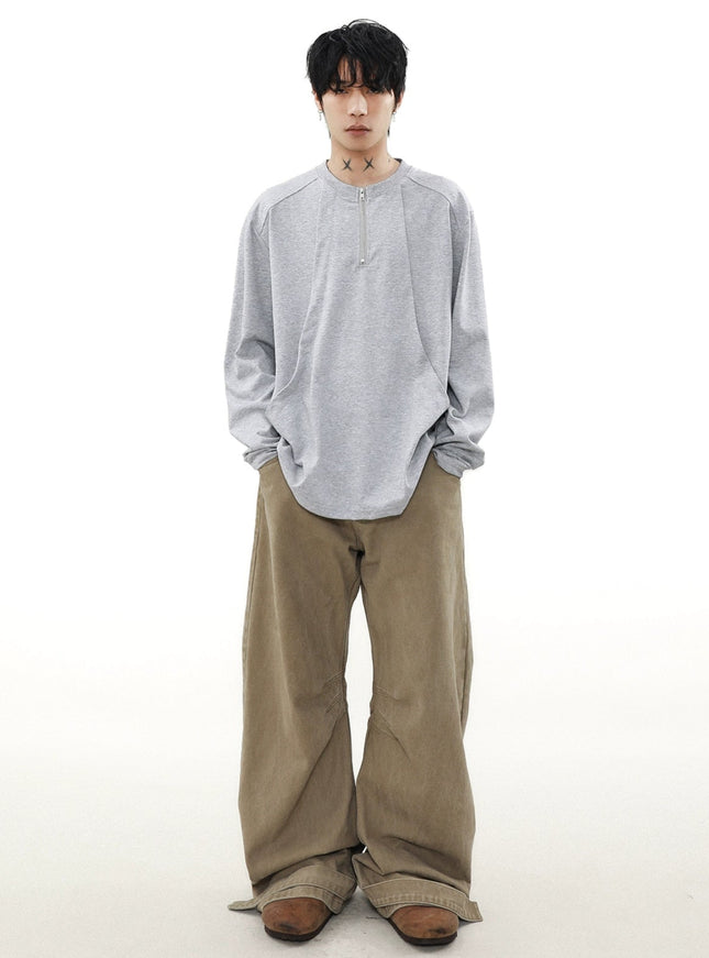 ハーフジップモノトーンロングスリーブ