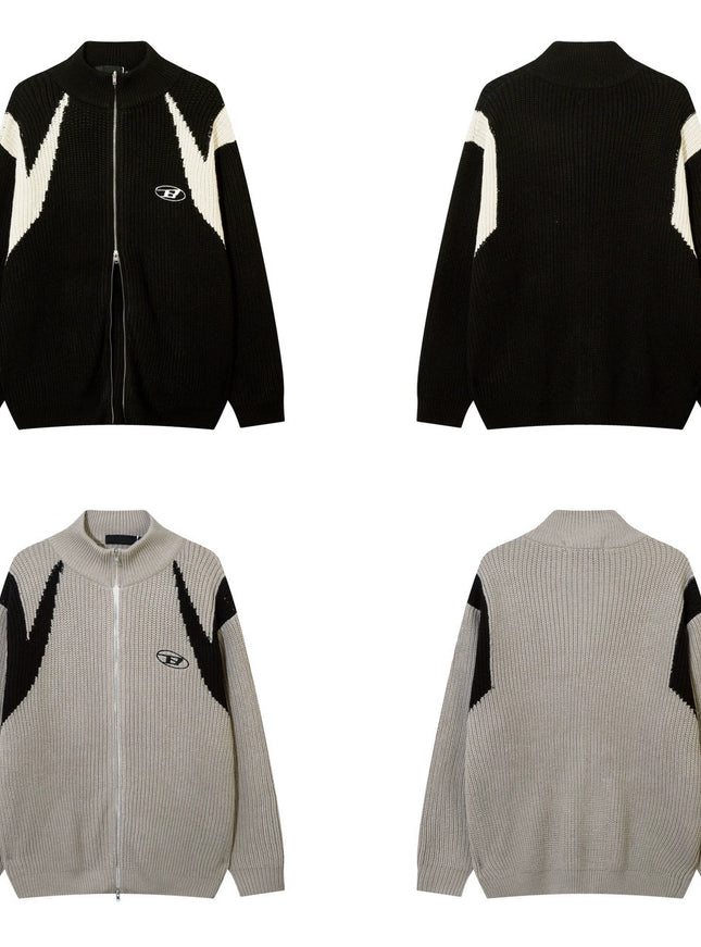 ジップアップオーバーニット