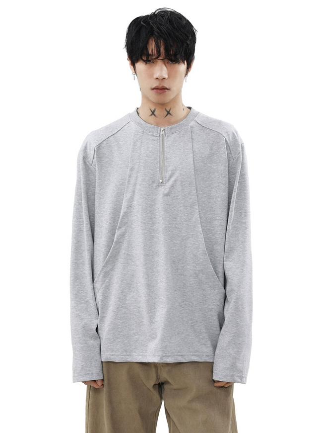 ハーフジップモノトーンロングスリーブ
