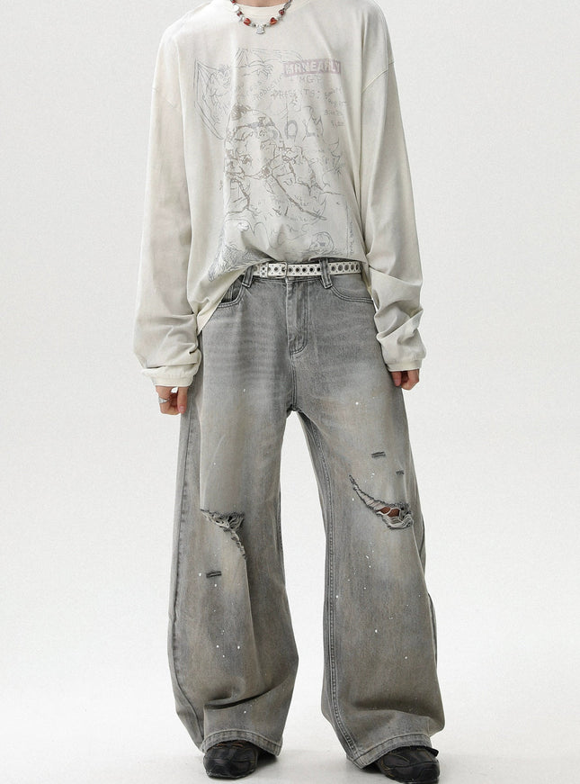 ルーズシルエットダメージデニム