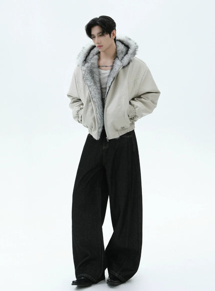 PUファーレザージャケット