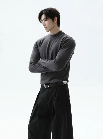 スリムタートルネックニット