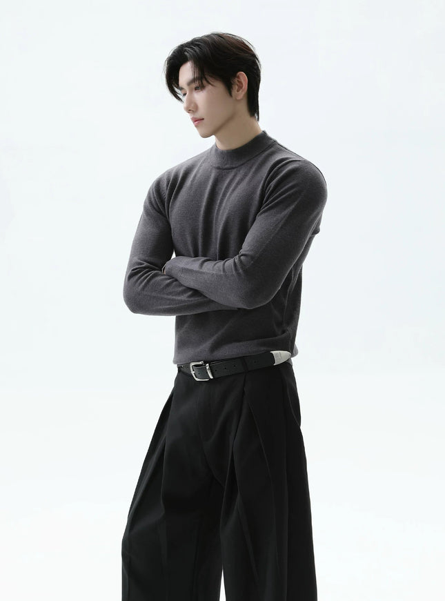 スリムタートルネックニット