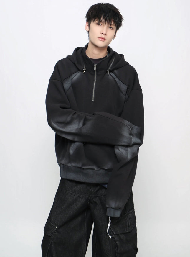 フェードグラデーションハーフジップフーディ