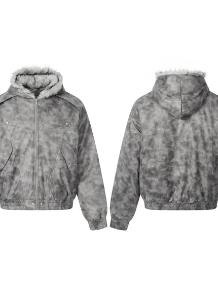 マーブルファーフードジャケット