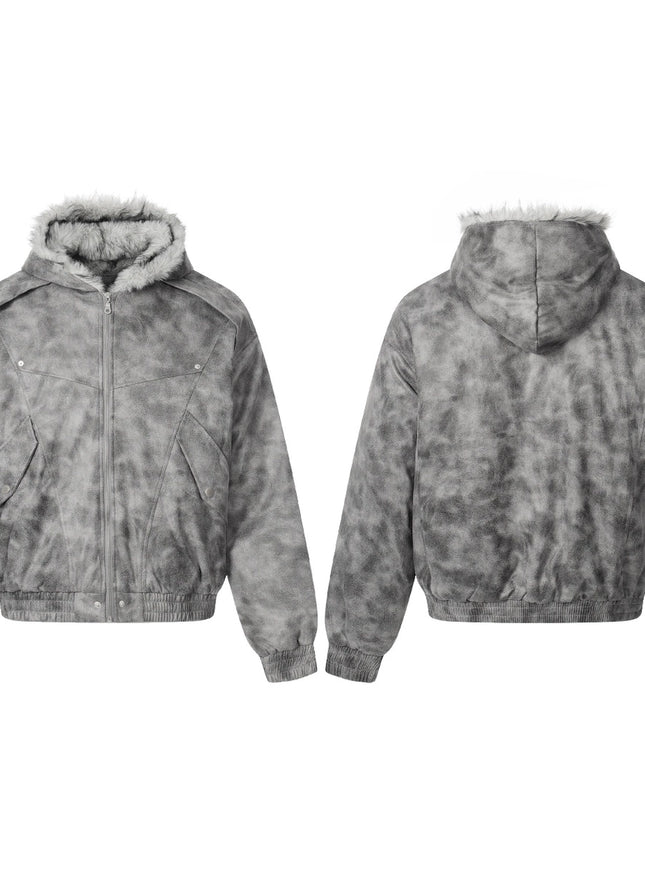 マーブルファーフードジャケット