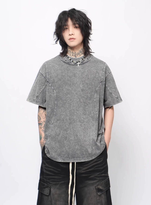ラウンドネックウォッシュTシャツ