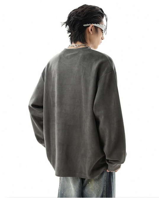 ラウンドネックスウェットロングTシャツ