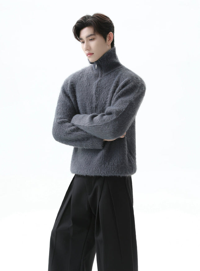 ハーフジップフリースニット