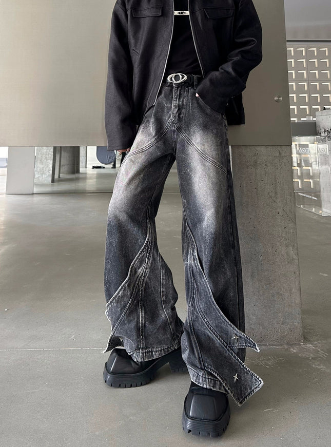 ユニークカッティングフレアデニム