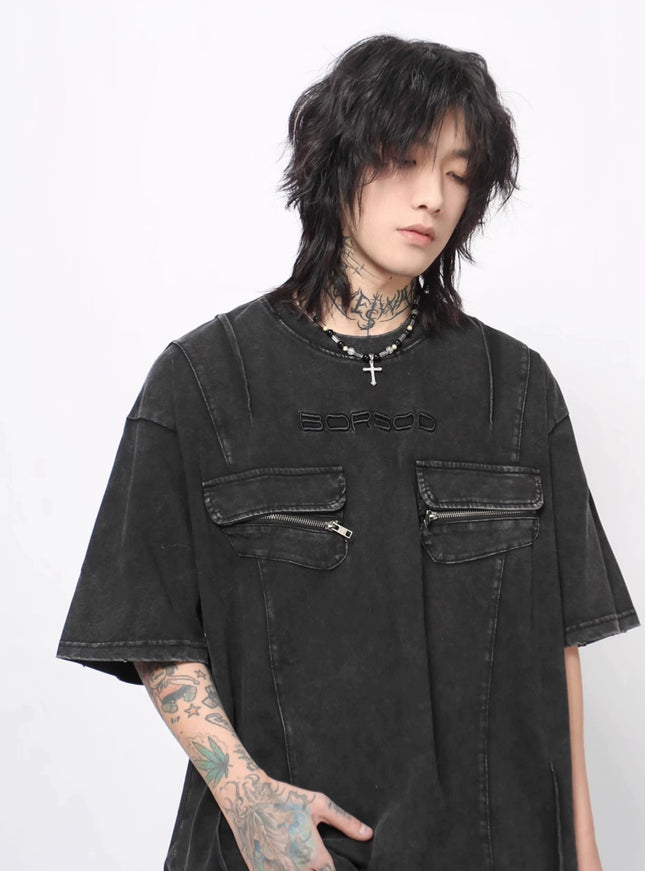 レトロプリーツウォッシュTシャツ