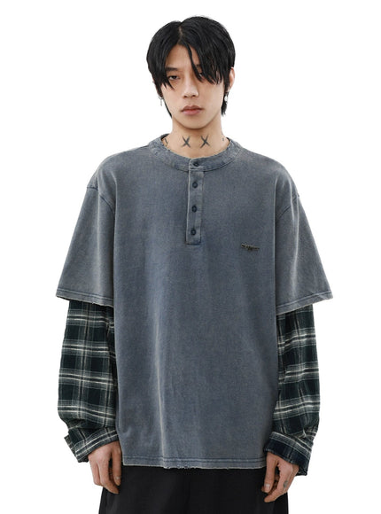 チェックレイヤードシャツ