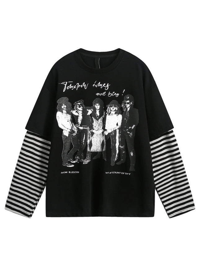 フェイクツーピースボーダーTシャツ