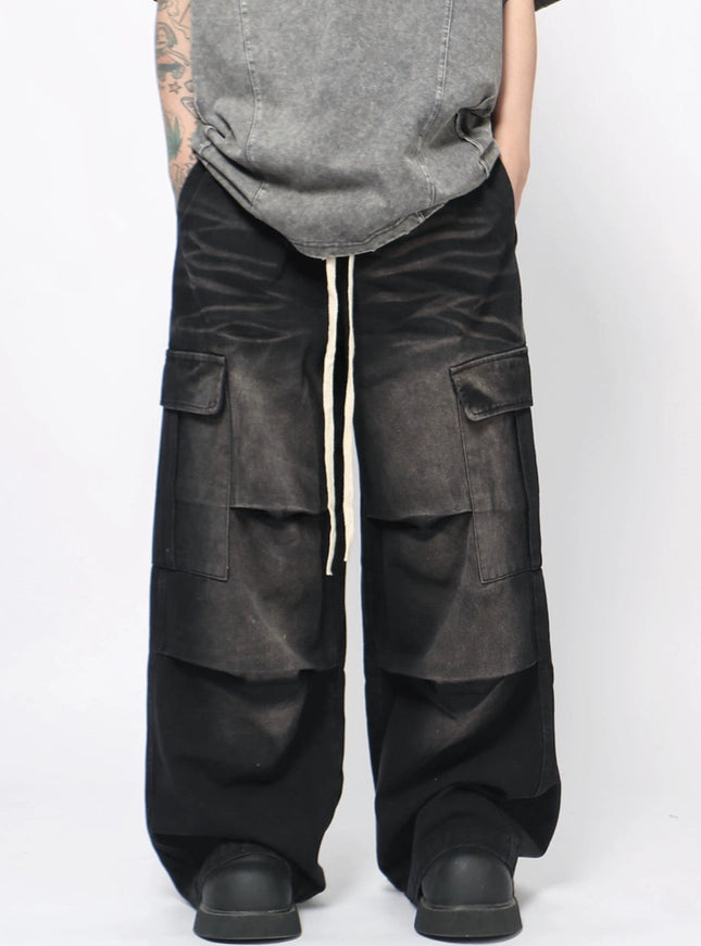 プリーツワイドデニム