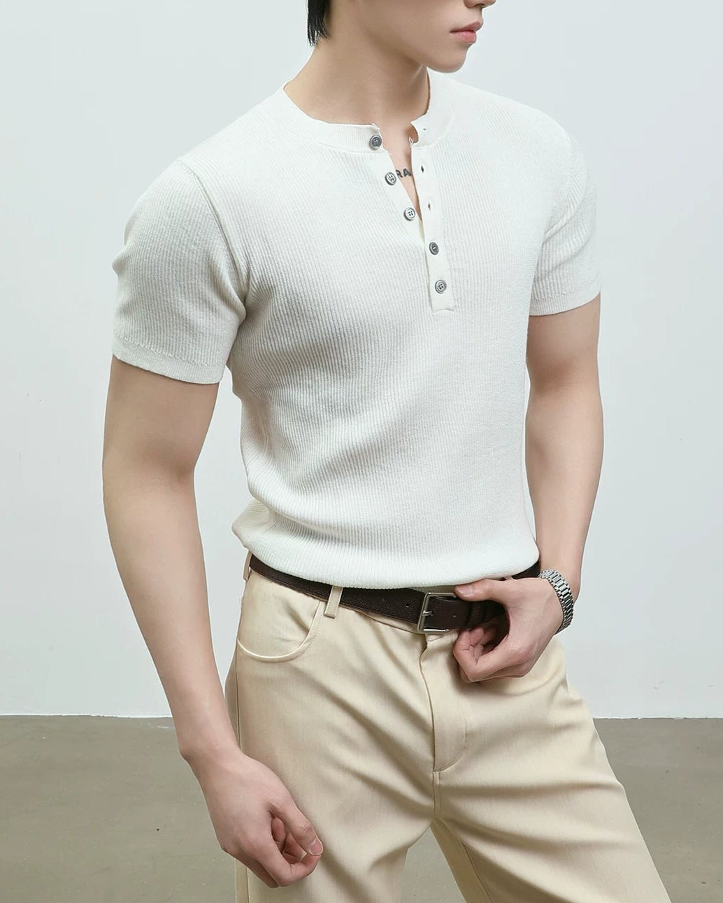 リブヘンリーネックTシャツ – SEON
