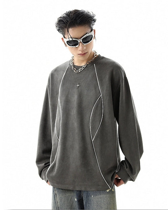 ラウンドネックスウェットロングTシャツ