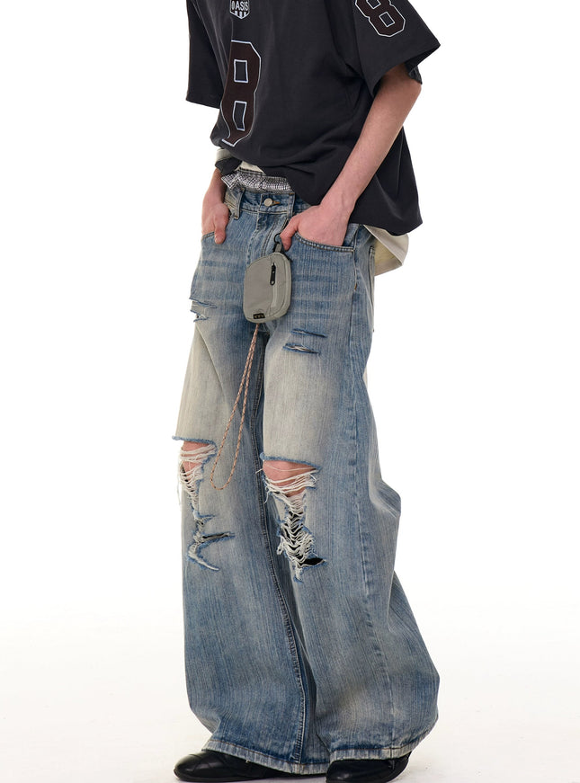 【グランジ】MICHINNYON Vintage加工ダメージウォッシュドデニム ウォッシュダメージデニム – SEON