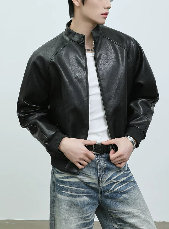 ダブルジップショートレザージャケット