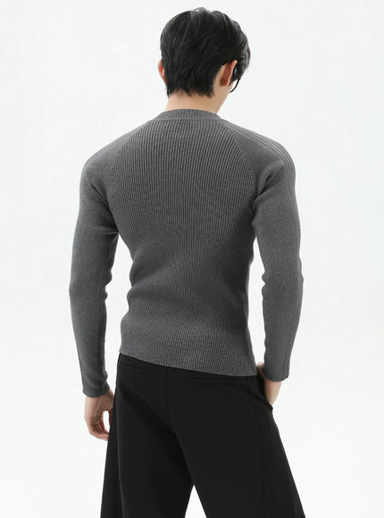 ワンポイントマークリブニット