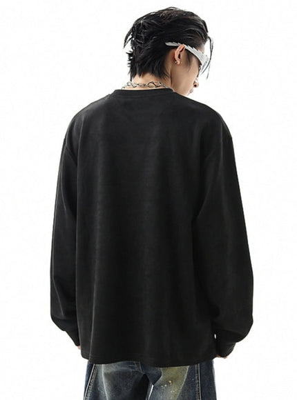 ラウンドネックスウェットロングTシャツ