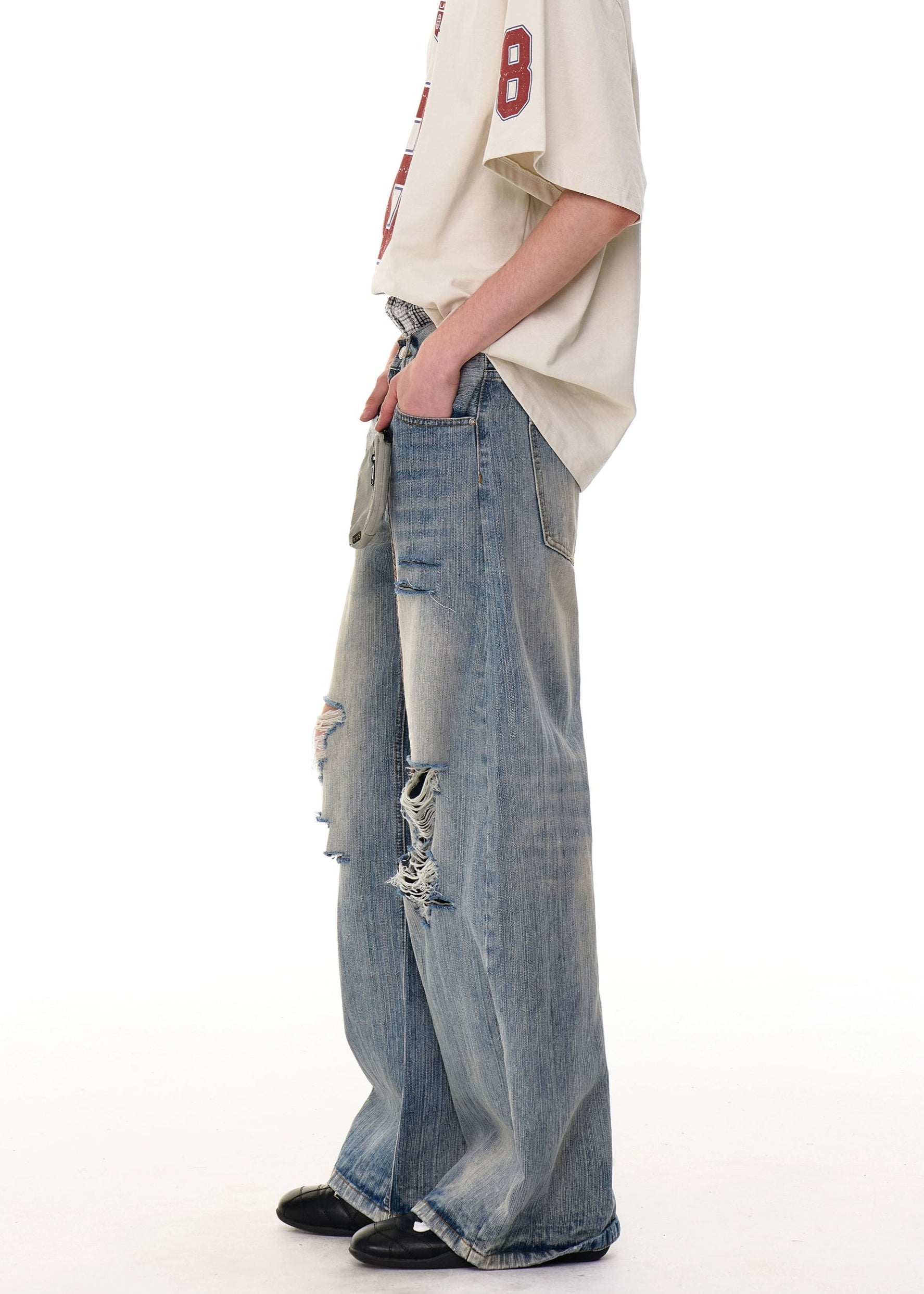 【グランジ】MICHINNYON Vintage加工ダメージウォッシュドデニム ウォッシュダメージデニム – SEON