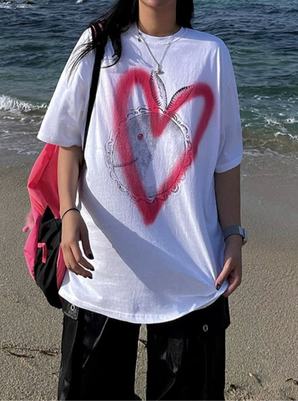 ラブプリントコリアンスタイルTシャツ