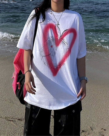 ラブプリントコリアンスタイルTシャツ