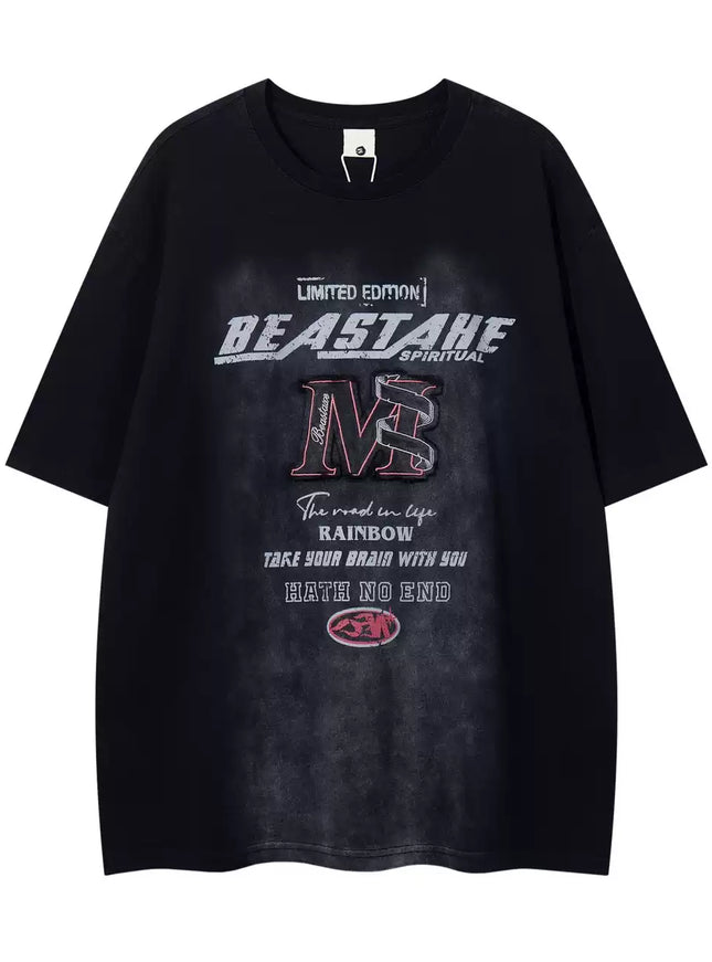 MプリントウォッシュTシャツ