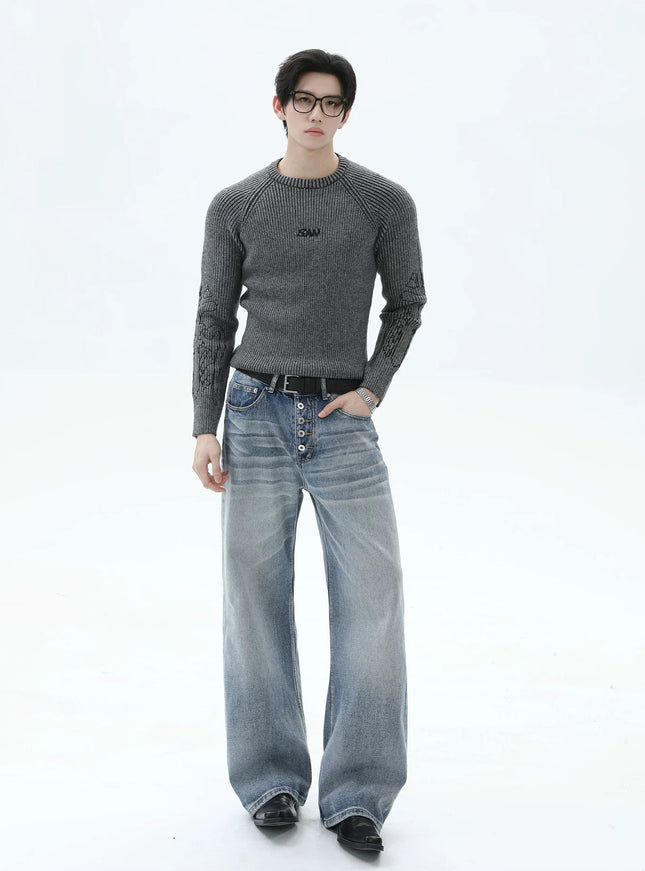 ワンポイントリブニット