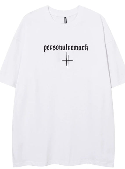 レタークロスラインTシャツ