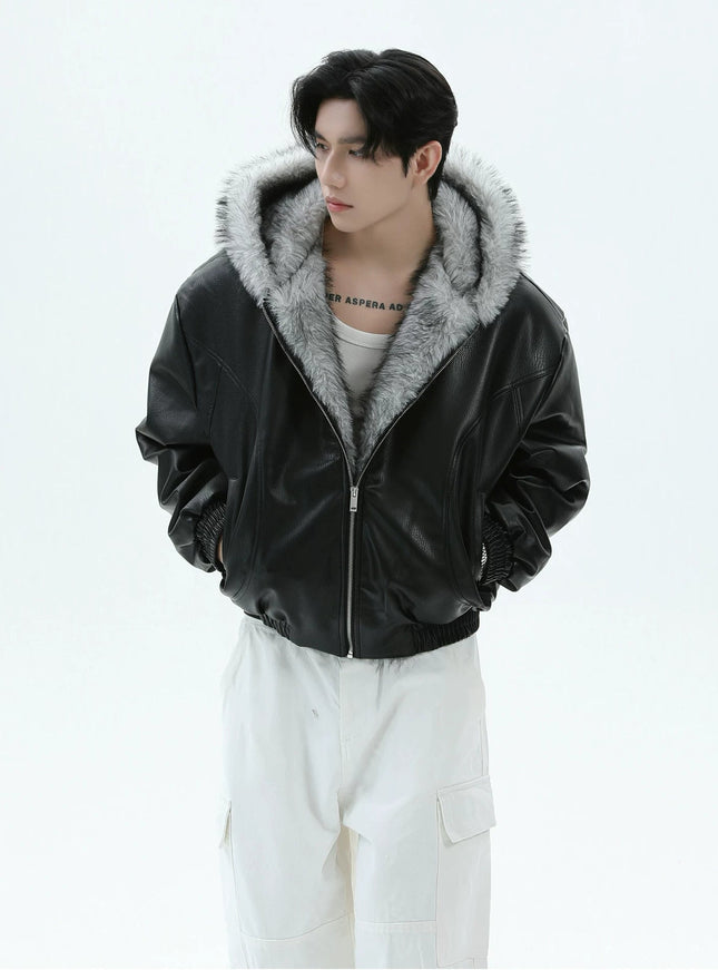 PUファーレザージャケット