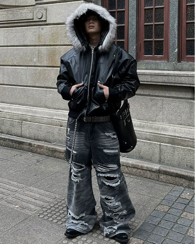 シャドウモードファーフーディジャケット