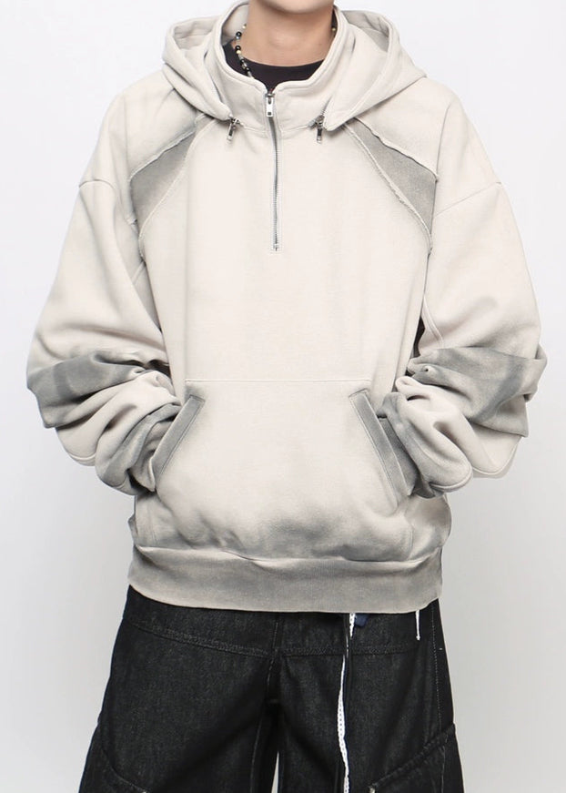 フェードグラデーションハーフジップフーディ