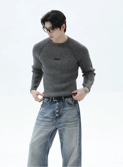 ワンポイントリブニット