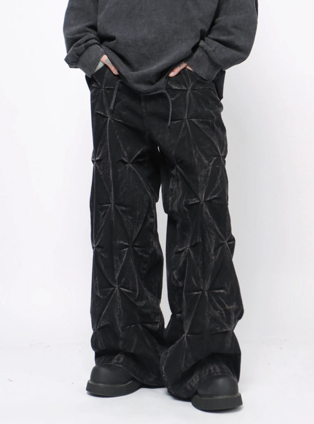 ジオメトリックテクスチャ ルーズパンツ