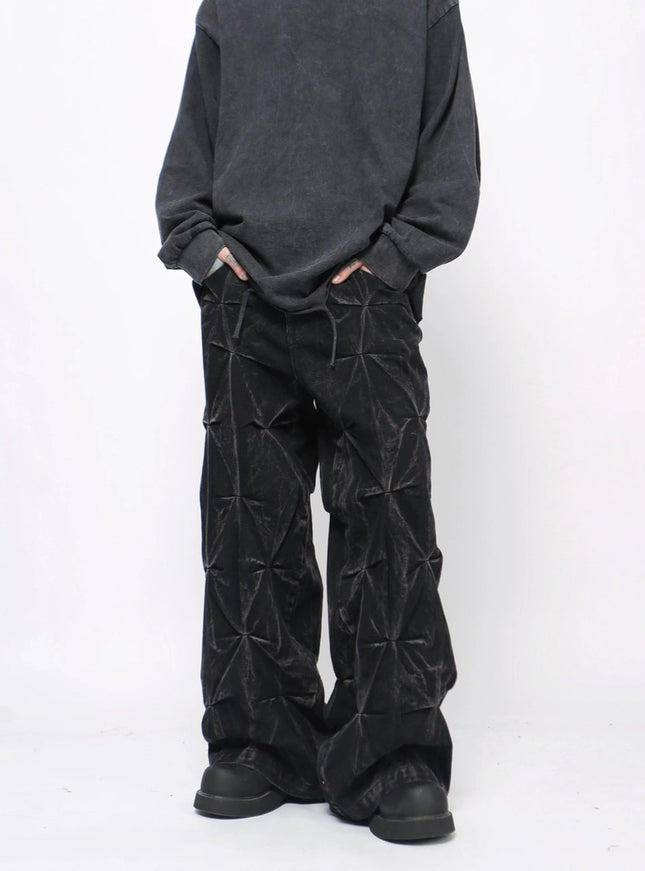 ジオメトリックテクスチャ ルーズパンツ