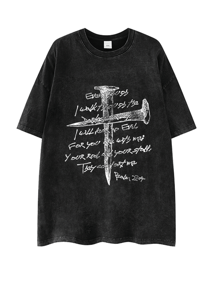 レターダークプリントTシャツ