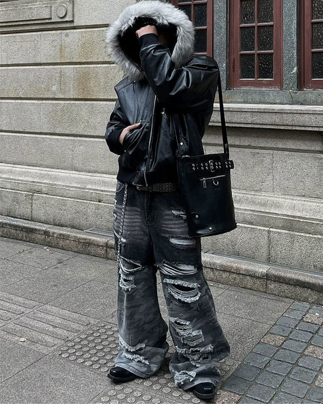 シャドウモードファーフーディジャケット