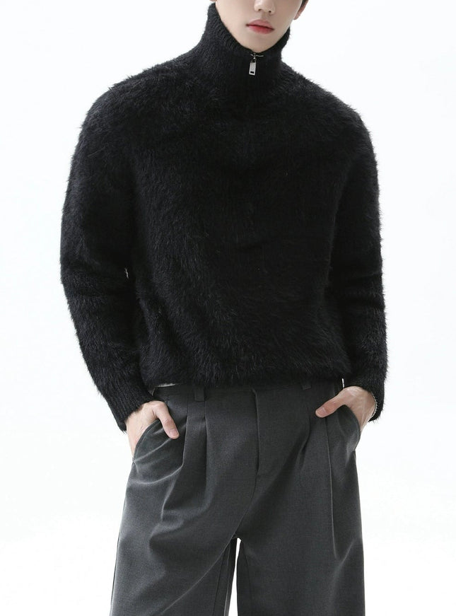 ハーフジップフリースニット