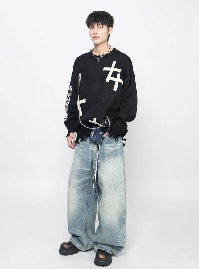 グランジクロスダメージニット