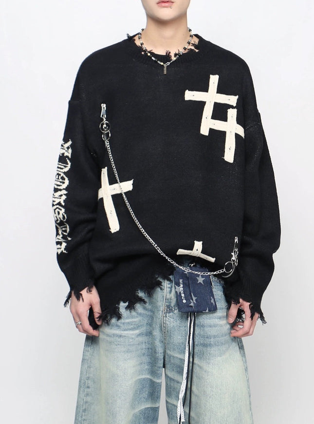 グランジクロスダメージニット