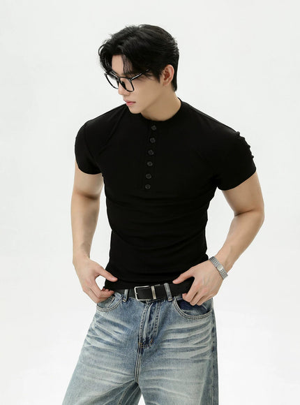 ヘンリースリムTシャツ