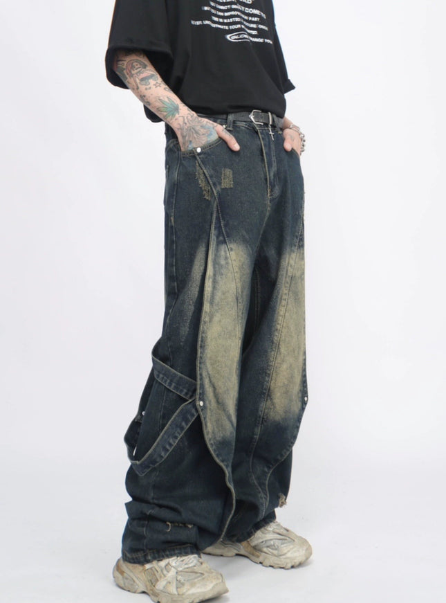 ストリートパッチワークデニム