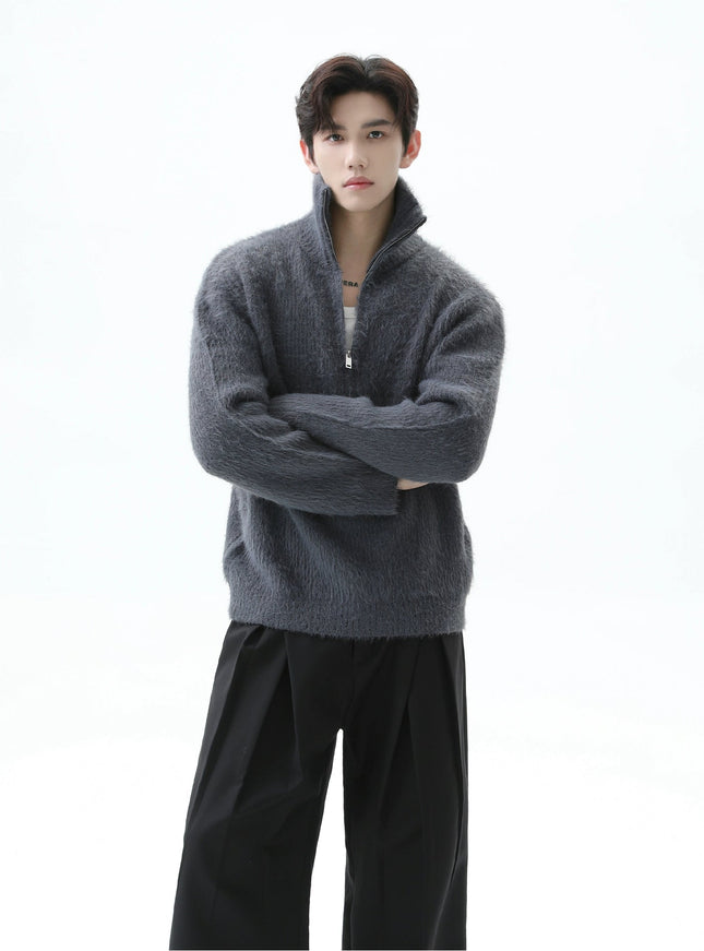 ハーフジップフリースニット