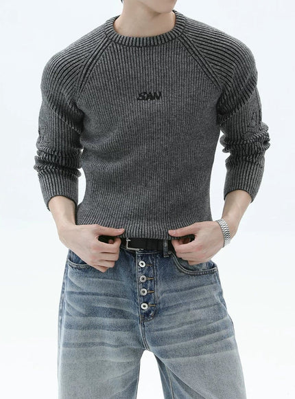 ワンポイントリブニット