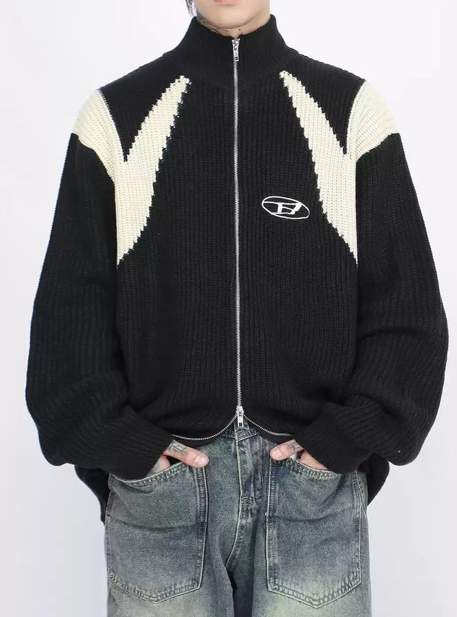 ジップアップオーバーニット